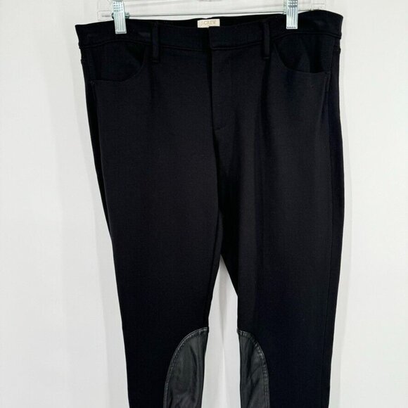 J Crew Gigi Pants faux Leather Trim Black Womens Size 12 Stretch equestrian - Picture 6 of 16